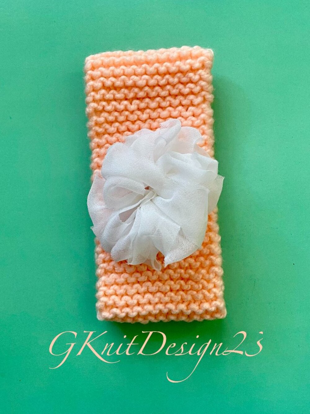 Knitted headband, Ear warmer with 3D flower